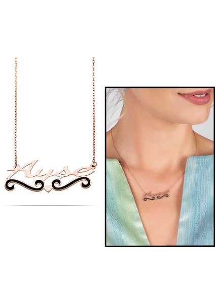 Isme Özel Yazılı Rose Renk 925 Ayar Gümüş Bayan Kolye fiyatları