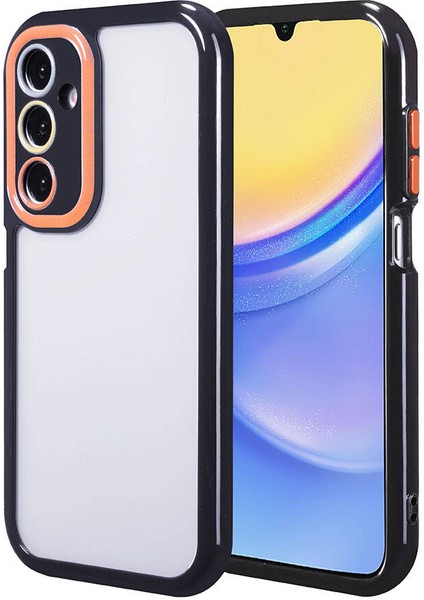 Galaxy A15 Kılıf Kamera Korumalı Renkli Kenar ve Çerçeve Tasarımlı Mbvo Vitamin Kapak-Siyah