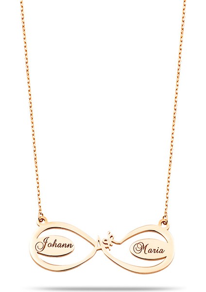 Isme Özel Yazılı Rose Renk 925 Ayar Gümüş Aşk Sonsuzluk Kolye