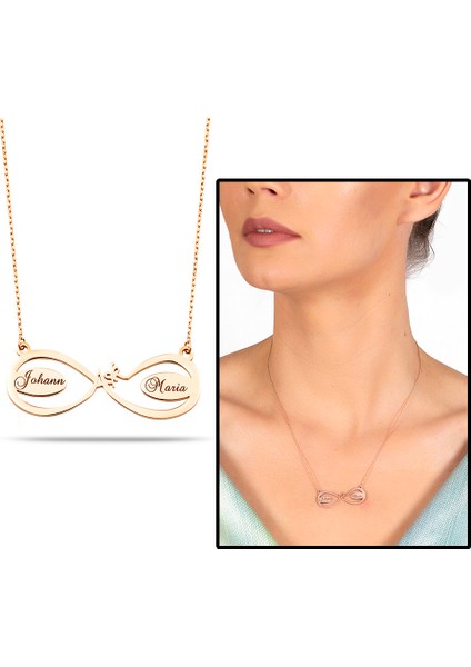 Isme Özel Yazılı Rose Renk 925 Ayar Gümüş Aşk Sonsuzluk Kolye fiyatları