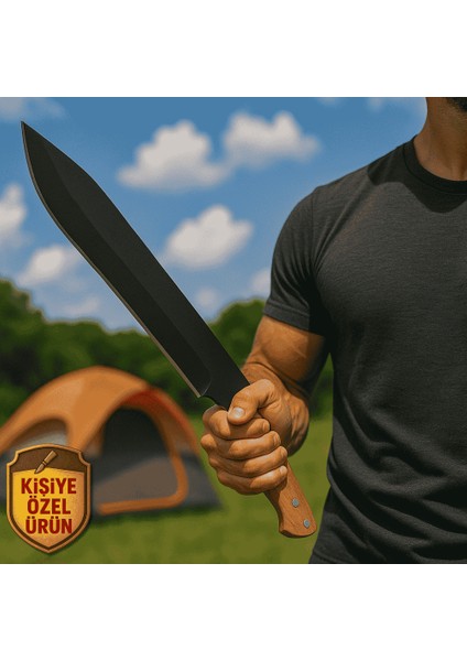 Ceviz Ağacı Saplı Isme Özel Yazılı 9CR13MOV Kalite Paslanmaz Çelik Avcı Kamp Bıçağı - M3 fiyatları