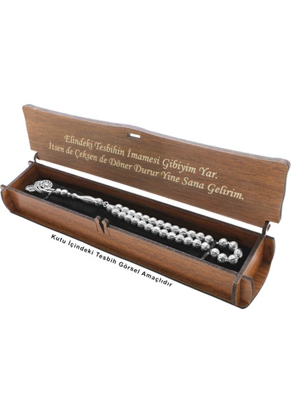 Özel Mesaj Yazılı Kahverengi Ahşap Elegance Hediye Tesbih Kutusu - M6 modelleri
