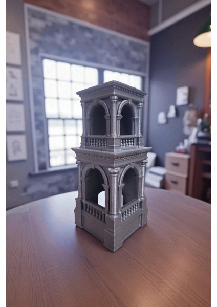 Saray Temalı Kule Mumluk Dekoratif Biblo LED Işıklı Ev Ofis Aksesuarı Hediyelik modelleri