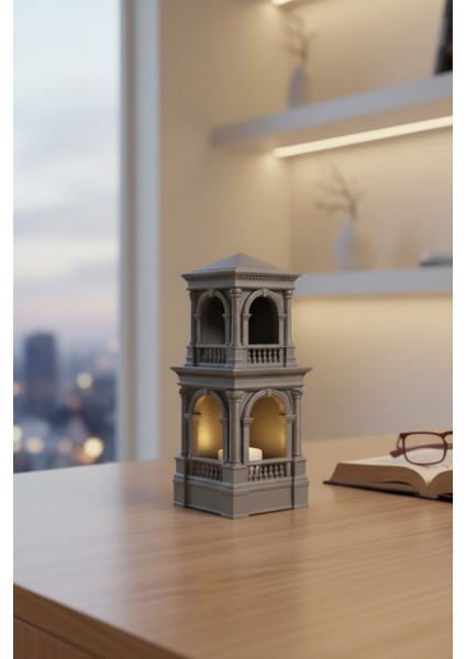 Saray Temalı Kule Mumluk Dekoratif Biblo LED Işıklı Ev Ofis Aksesuarı Hediyelik fırsatları