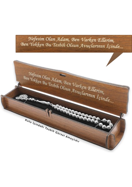 Özel Mesaj Yazılı Kahverengi Ahşap Elegance Hediye Tesbih Kutusu - M3 fiyatları