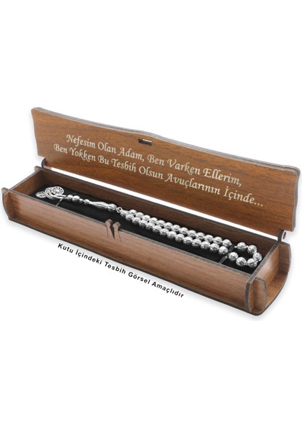 Özel Mesaj Yazılı Kahverengi Ahşap Elegance Hediye Tesbih Kutusu - M3 indirimleri
