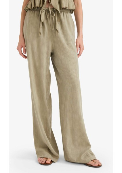 Wide Leg Çift Cepli Normal Bel Standart Boy Pantolon D1009AX25SP