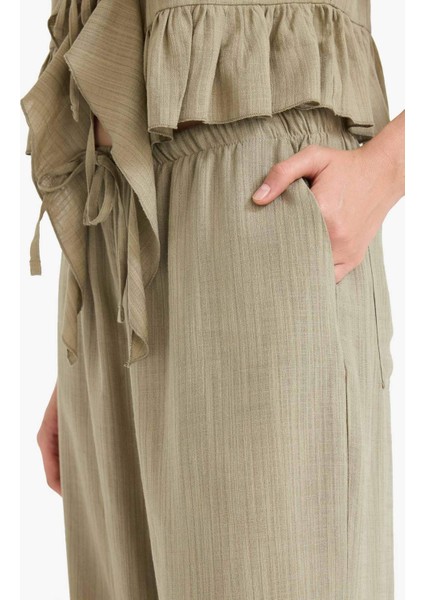 Wide Leg Çift Cepli Normal Bel Standart Boy Pantolon D1009AX25SP