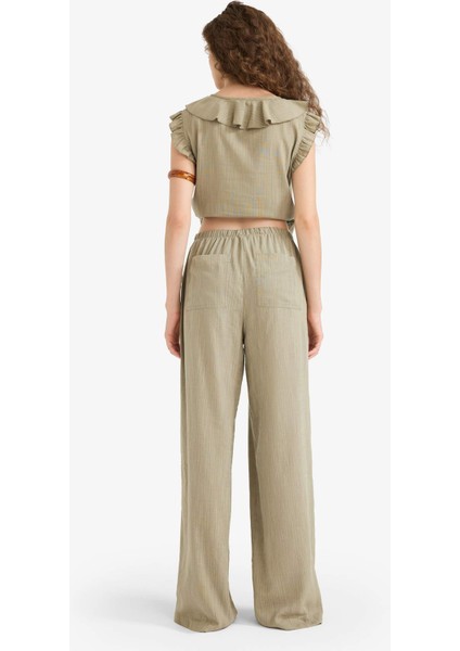 Wide Leg Çift Cepli Normal Bel Standart Boy Pantolon D1009AX25SP