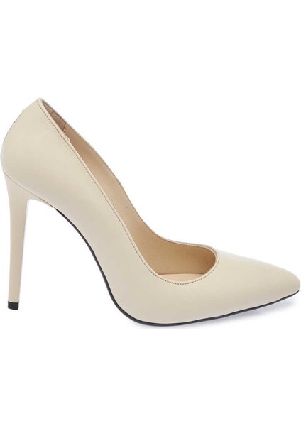 Krem Hakiki Deri Kadın Stiletto - K24I1AY67482-A68