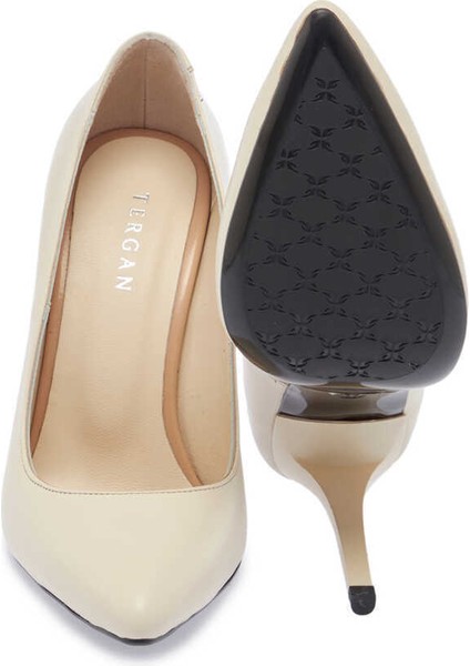 Krem Hakiki Deri Kadın Stiletto - K24I1AY67482-A68