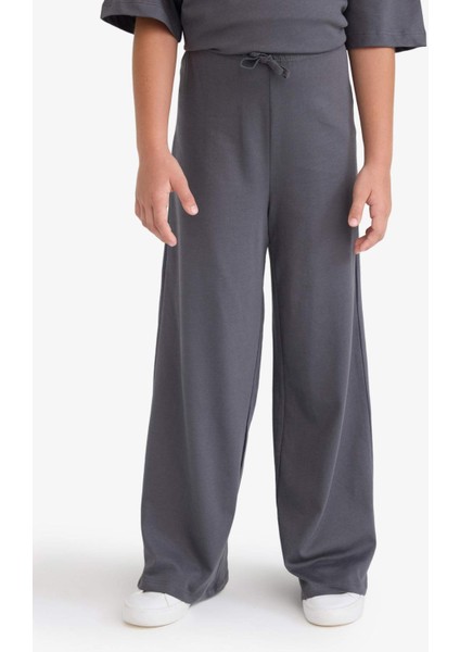 Kız Çocuk 2'li Takım Kısa Kollu Baskılı Tişört Beli Lastikli Uzun Alt