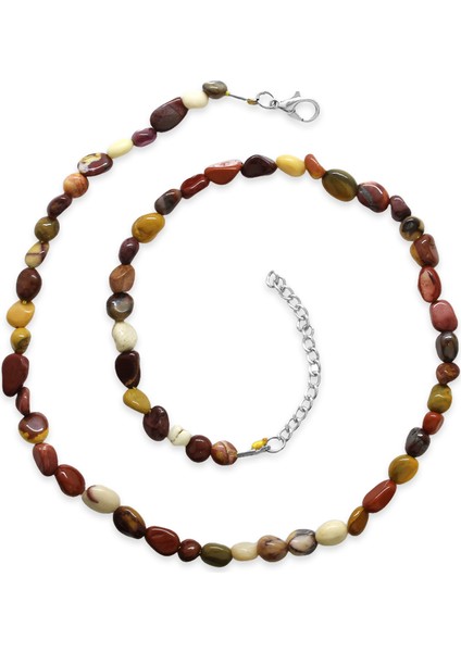 Gümüş Renk Metal Zincirli Amorf Jasper Doğaltaş Erkek Kolye fiyatları