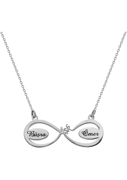 Isme Özel Yazılı 925 Ayar Gümüş Aşk Sonsuzluk Kolye