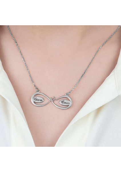 Isme Özel Yazılı 925 Ayar Gümüş Aşk Sonsuzluk Kolye modelleri