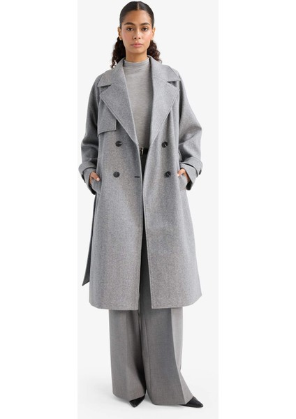 Regular Fit Düğmeli Kaşe Uzun Kaban F1213AX25WN