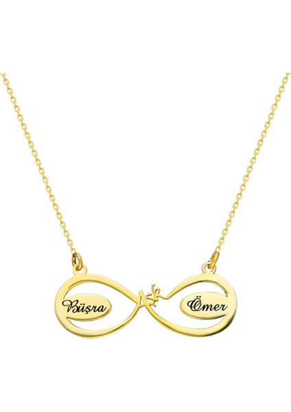 Isme Özel Yazılı Altın Renk 925 Ayar Gümüş Aşk Sonsuzluk Kolye