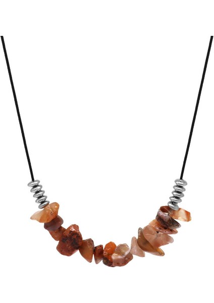 Zarif Ip Zincirli Doğal Form Akik Doğaltaş Kadın Kolye