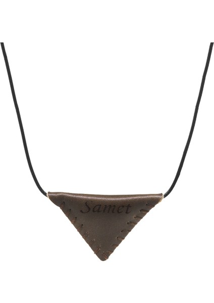 Siyah Ip Zincirli Isme Özel Yazılı Yeşil Gerçek Deriden El Yapımı Erkek Cevşen Kolye