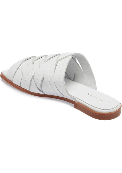 Beyaz Hakiki Deri Kadın Terlik - K24Y1TR67421-A26