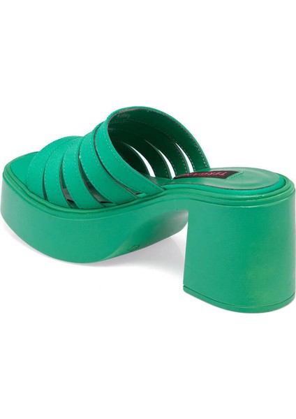 Yeşil Vegan Tekstil Kadın Terlik - K24Y1TR67423-T3R
