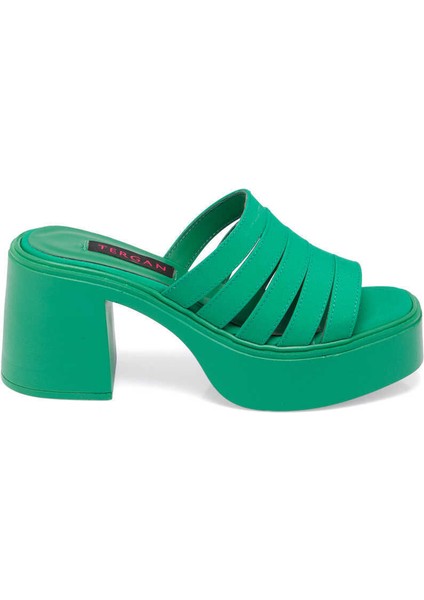 Yeşil Vegan Tekstil Kadın Terlik - K24Y1TR67423-T3R