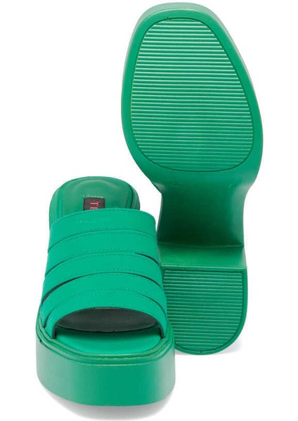 Yeşil Vegan Tekstil Kadın Terlik - K24Y1TR67423-T3R