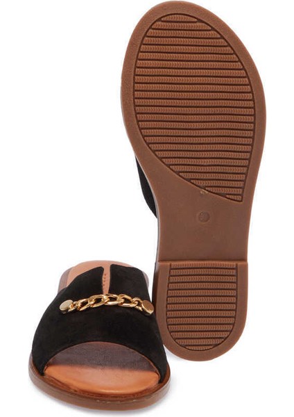 Siyah Hakiki Süet Deri Kadın Terlik - K24Y1TR67429-A01