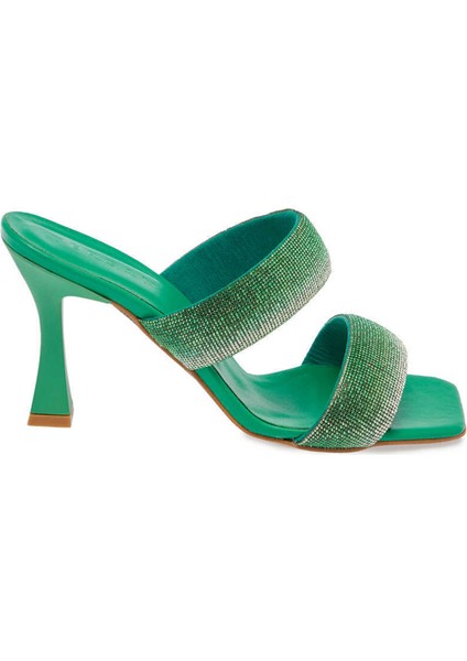 Yeşil Deri-Vegan Kadın Terlik - K24Y1TR67431-G81