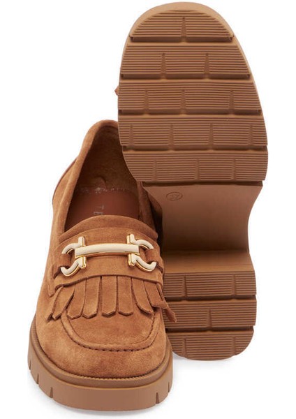 Kahve Hakiki Süet Deri Kadın Makosen - K24S1AY67637-T86