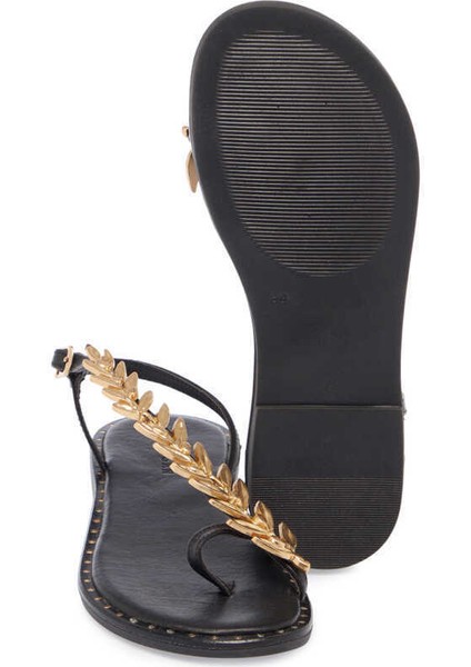 Siyah Hakiki Deri Kadın Sandalet - K24Y1SN67406-A23