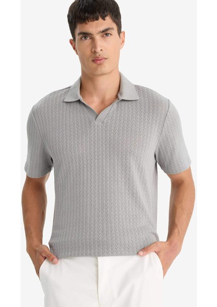 Triko Görünümlü Polo Yaka Kısa Kollu Tişört F4316AX25AU