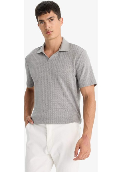Triko Görünümlü Polo Yaka Kısa Kollu Tişört F4316AX25AU