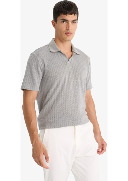 Triko Görünümlü Polo Yaka Kısa Kollu Tişört F4316AX25AU