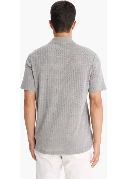 Triko Görünümlü Polo Yaka Kısa Kollu Tişört F4316AX25AU