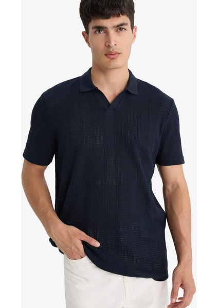 Triko Görünümlü Polo Yaka Delikli Kısa Kollu Tişört F4318AX25AU