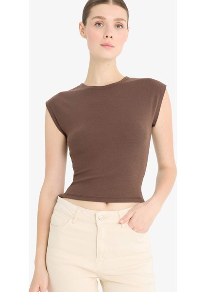 Slim Fit Dar Kesim Bisiklet Yaka Basic Düz Modal Kısa Kollu Tişört F0685AX25SP