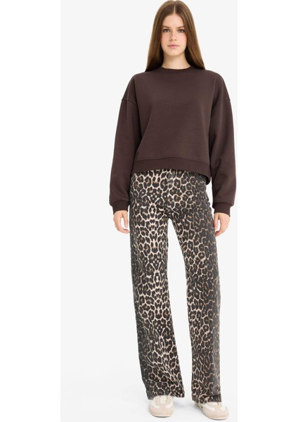 Regular Fit Bisiklet Yaka Kalın Basic Düz Sweatshirt D6645AX25WN