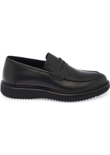 Siyah Hakiki Deri Erkek Casual Ayakkabı - E24S1AY56944-A43