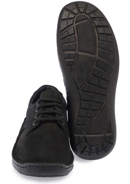 Siyah Hakiki Nubuk Deri Erkek Casual Ayakkabı - E24S1AY57089-A64