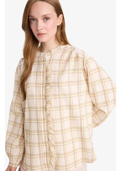 Relax Fit Ekose Desenli Uzun Kollu Tunik F4868AX25AU