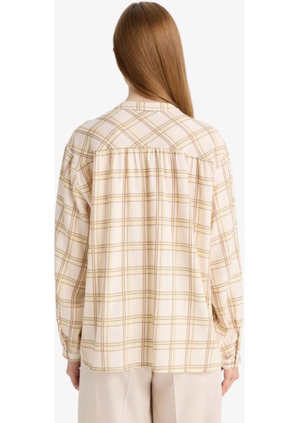 Relax Fit Ekose Desenli Uzun Kollu Tunik F4868AX25AU