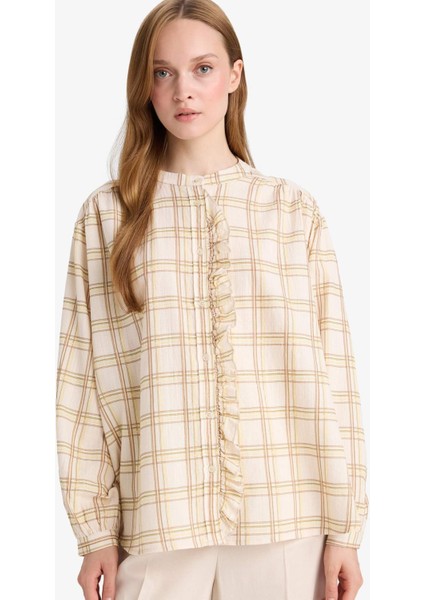 Relax Fit Ekose Desenli Uzun Kollu Tunik