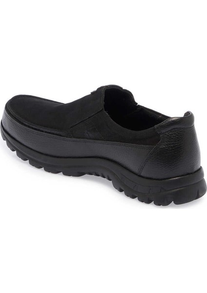 Siyah Hakiki Nubuk Deri Erkek Casual Ayakkabı - E24S1AY56996-A64