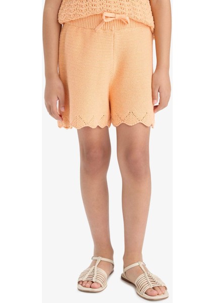 Kız Çocuk Beli Lastikli Triko Şort E6517A825HS