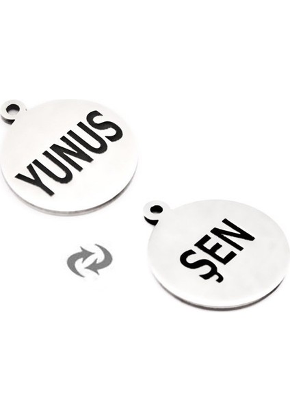 Kişiye Özel Çift Isim Yazılı 925 Ayar Gümüş Oval Püskül Ucu