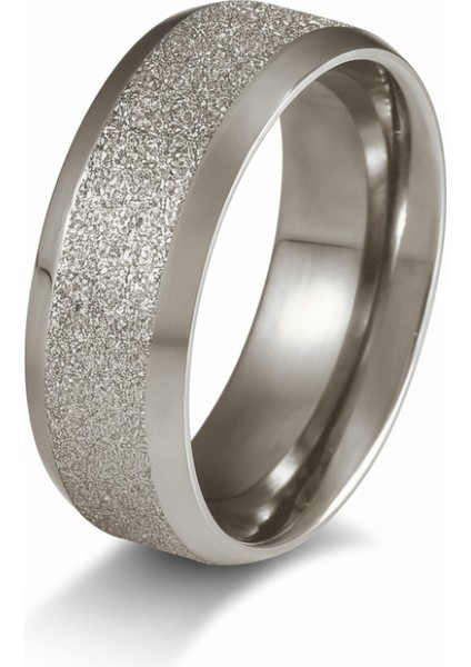 Gümüş Renk Zarif Tasarım 316L Kalite Paslanmaz Çelik Kadın Yüzük Alyans - 15 Ölçü