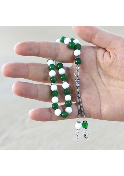 925 Ayar Gümüş Isme Özel Harf Püsküllü Küre Kesim Yeşil Beyaz Jade Doğaltaş Taraftar Tesbih fırsatları