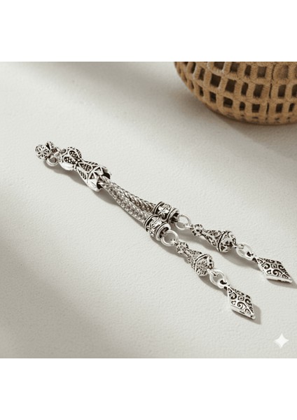 Anadolu Motifi Temalı Foxtail Zincirli Çift Kamçılı Kararmaz Metal Püskül fiyatları