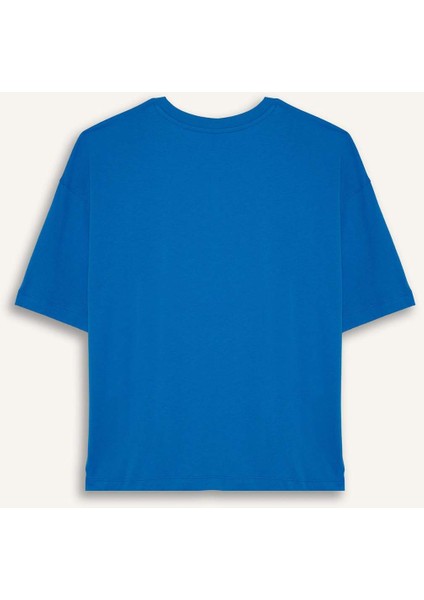 Regular Fit Bisiklet Yaka Baskılı Penye Kısa Kollu Tişört